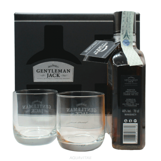 Whiskey Jack Daniel's Gentleman Jack Cofanetto + 2 Bicchieri Tennessee Whiskey