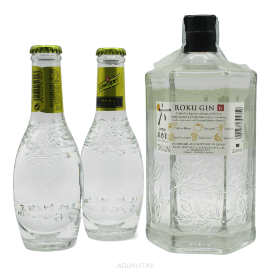 Roku Gin + 2 Schweppes Tonic Water Gin Spirits